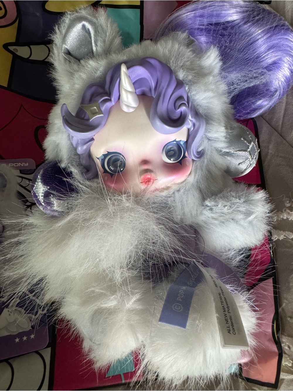 Skullpanda x My Little Pony Rarity Plush Doll Pendant Pop Mart Rare NWT